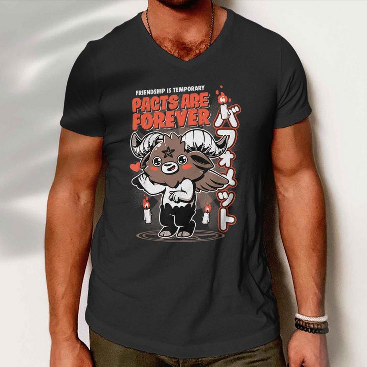 Friendship Is Temporary Pacts Are Forever Satan Goat Demon Men V-Neck Tshirt