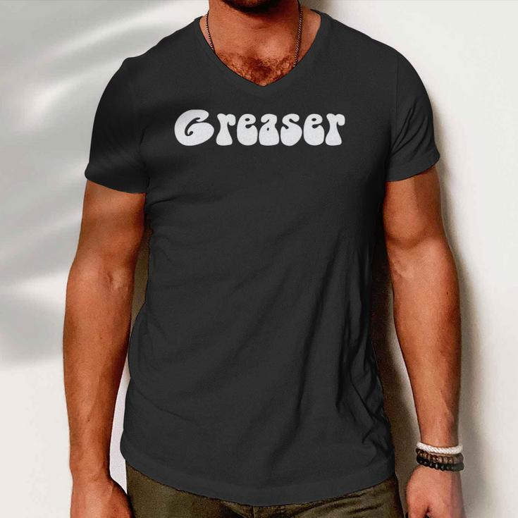 Fun Retro 1950&8217S Vintage Greaser White Text Gift Men V-Neck Tshirt