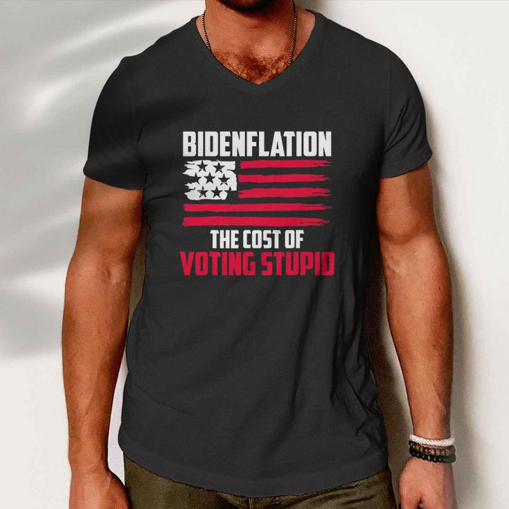 Funny Bidenflation The Cost Of Voting Stupid Anti Biden Men V-Neck Tshirt