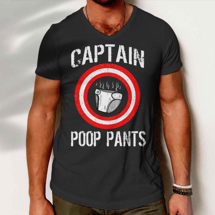 Funny Captain Poop Pants Tshirt Men V-Neck Tshirt