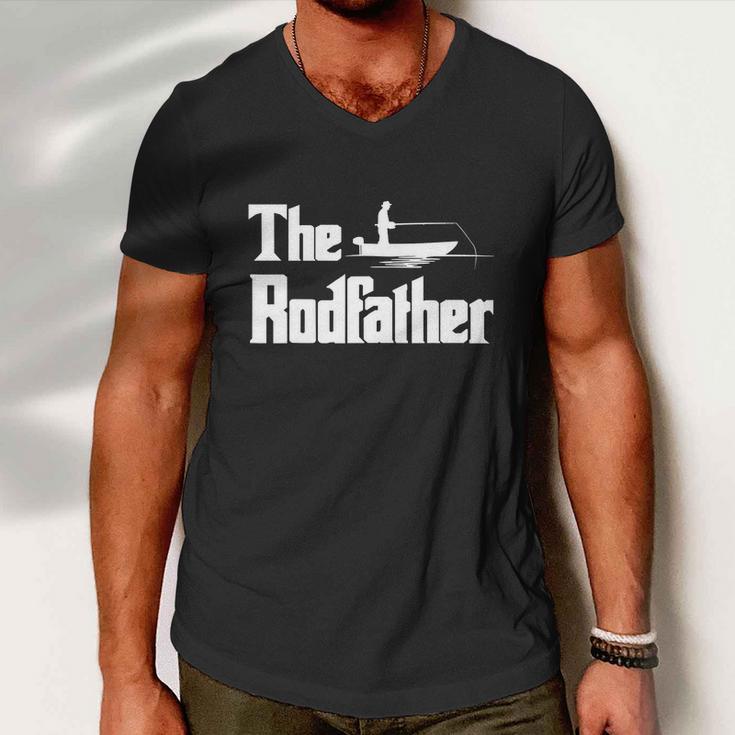 Funny Fishing For Fisherman Dad The Rodfather Men V-Neck Tshirt