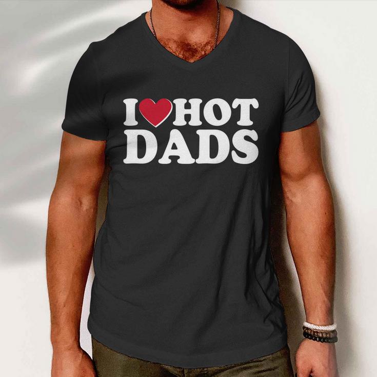 Funny I Heart Love Hot Dads Men V-Neck Tshirt