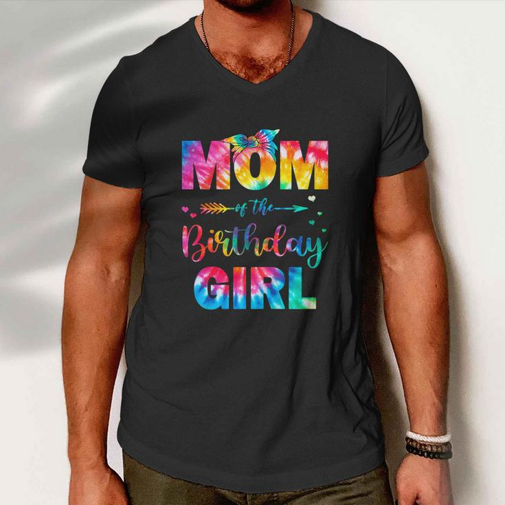 Funny Mom Of The Birthday Girl Mama Tie Dye Men V-Neck Tshirt