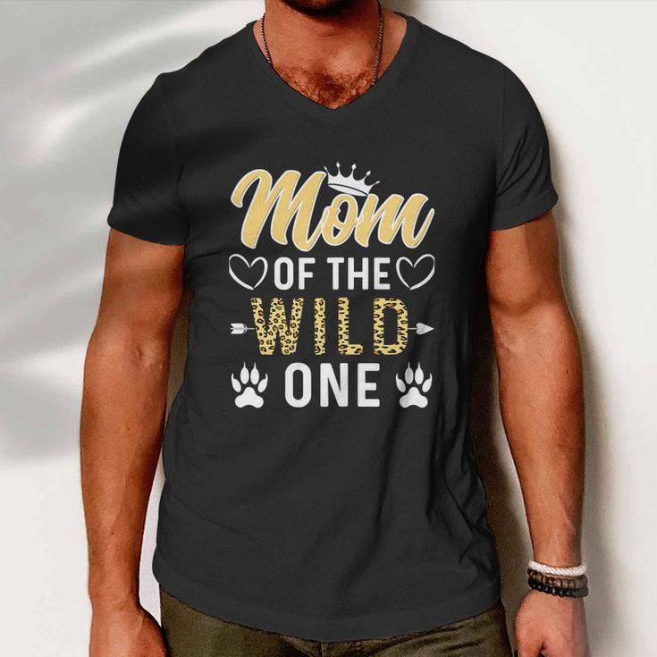 Funny Mom Of The Wild One 1St Birthday Matching Family Men V-Neck Tshirt