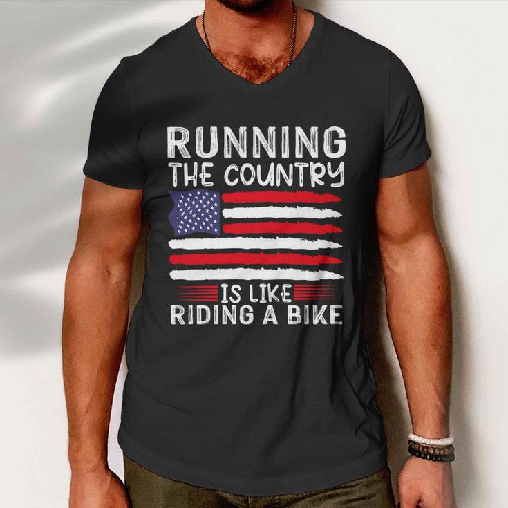 Funny Sarcastic Running The Country Is Like Riding A Bike Men V-Neck Tshirt