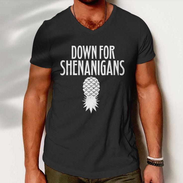 Funny Swingers Gift Down For Shenanigans Pineapple Swinger Party Gift Tshirt Men V-Neck Tshirt