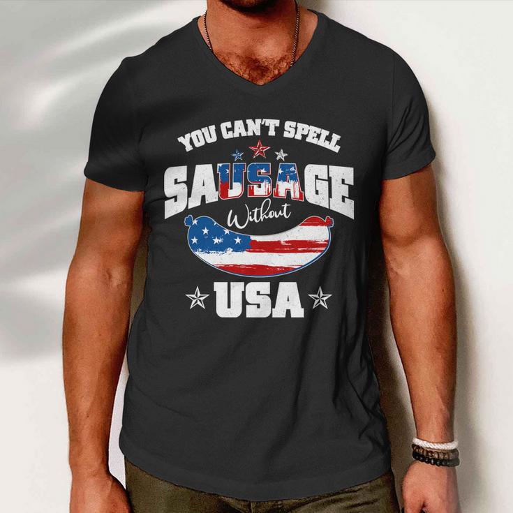 Funny You Cant Spell Sausage Without Usa Tshirt Men V-Neck Tshirt