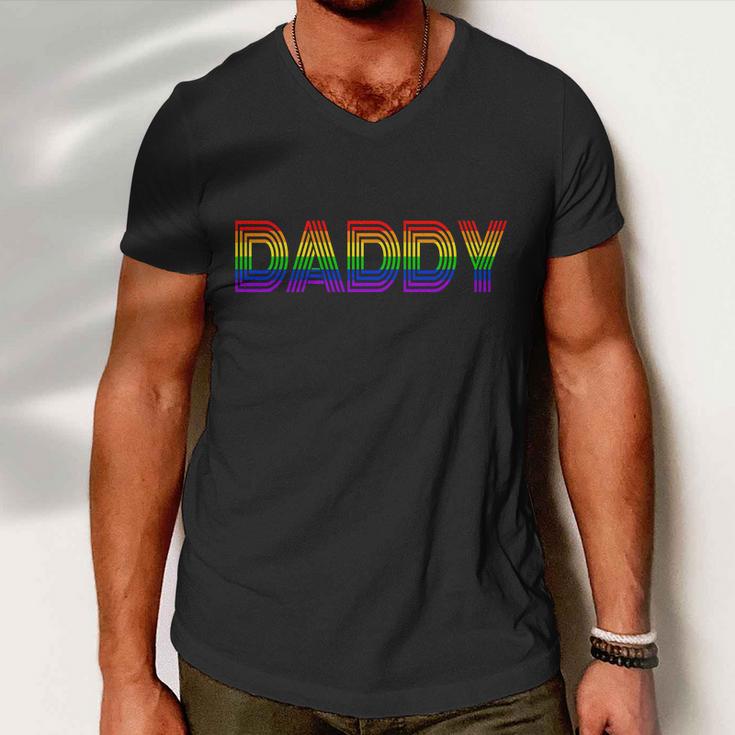 Gay Pride Proud Daddy Lgbt Men V-Neck Tshirt