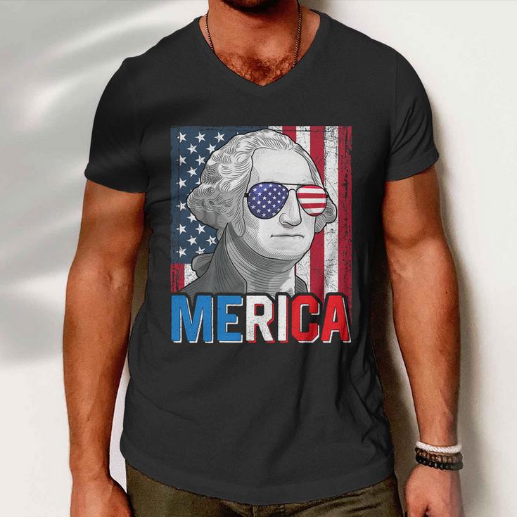 George Washington 4Th Of July Merica Men Women American Flag Men V-Neck Tshirt