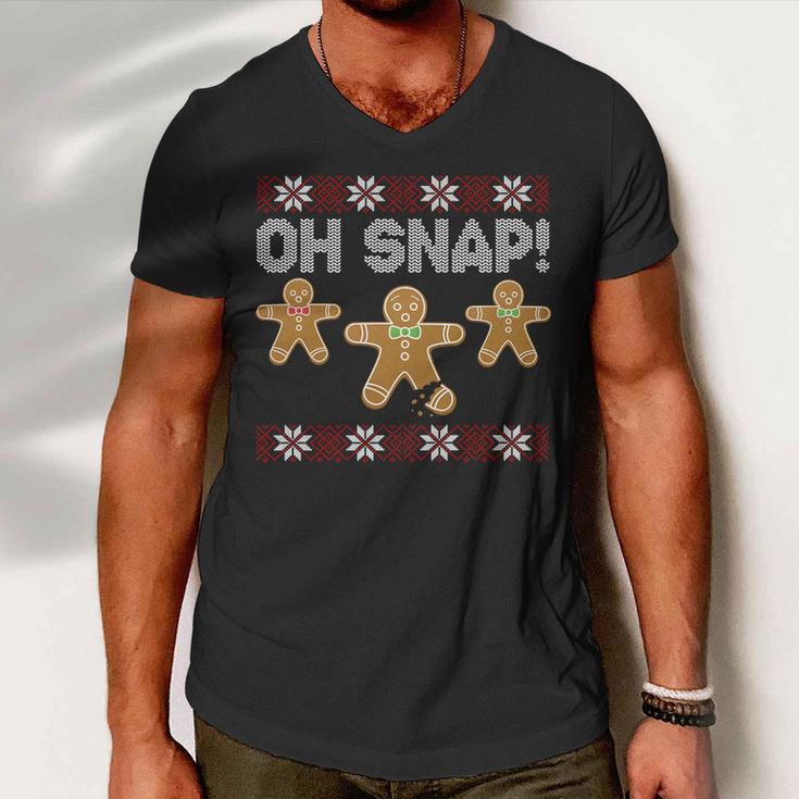 Gingerbread Oh Snap Ugly Christmas Sweater Men V-Neck Tshirt