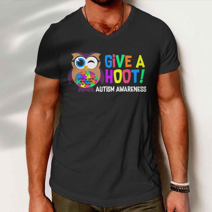 Give A Hoot Autism Awareness Men V-Neck Tshirt