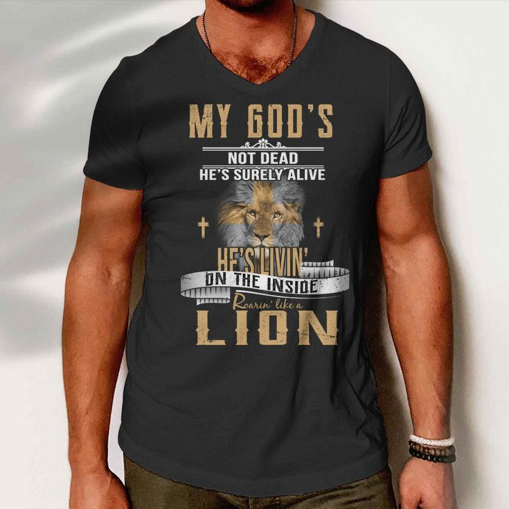 God Living On The Inside Roaring Like A Lion Men V-Neck Tshirt