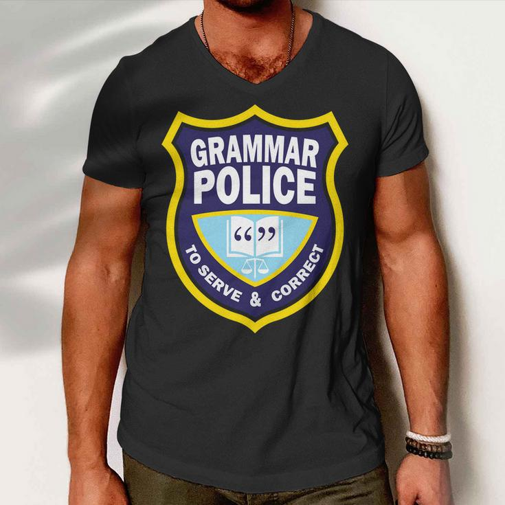 Grammar Police Badge Tshirt Men V-Neck Tshirt