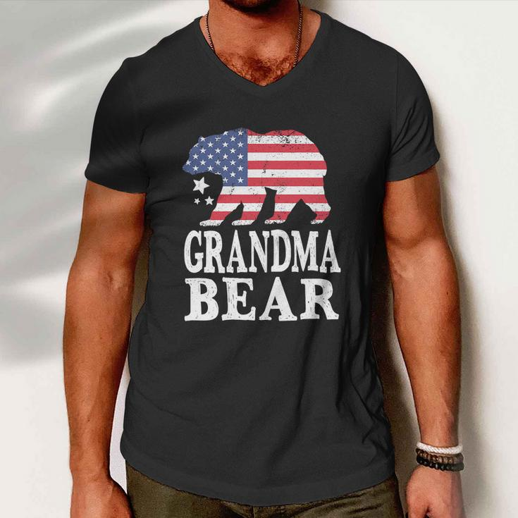 Grandma Bear Patriotic Flag Funny 4Th Of July Men V-Neck Tshirt
