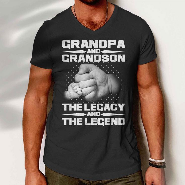 Grandpa And Grandson The Legacy The Legend Tshirt Men V-Neck Tshirt