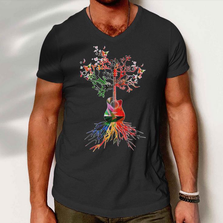 Guitar Roots Tree Of Life Tshirt Men V-Neck Tshirt