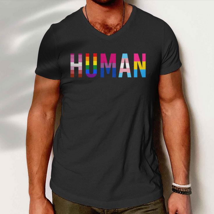 Human Lgbt Flag Gay Pride Month Transgender Rainbow Lesbian Gift Tshirt Men V-Neck Tshirt