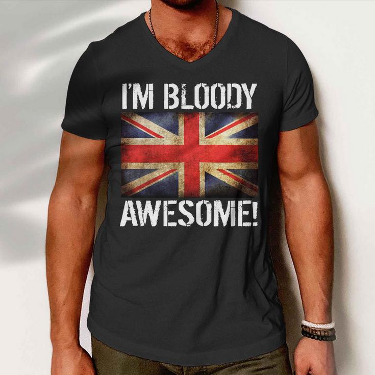 Im Bloody Awesome British Union Jack Flag Men V-Neck Tshirt