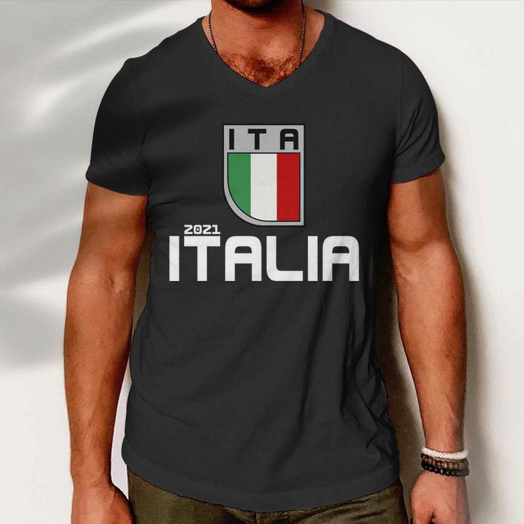 Italy Italia 2021 Football Soccer Logo Tshirt Men V-Neck Tshirt
