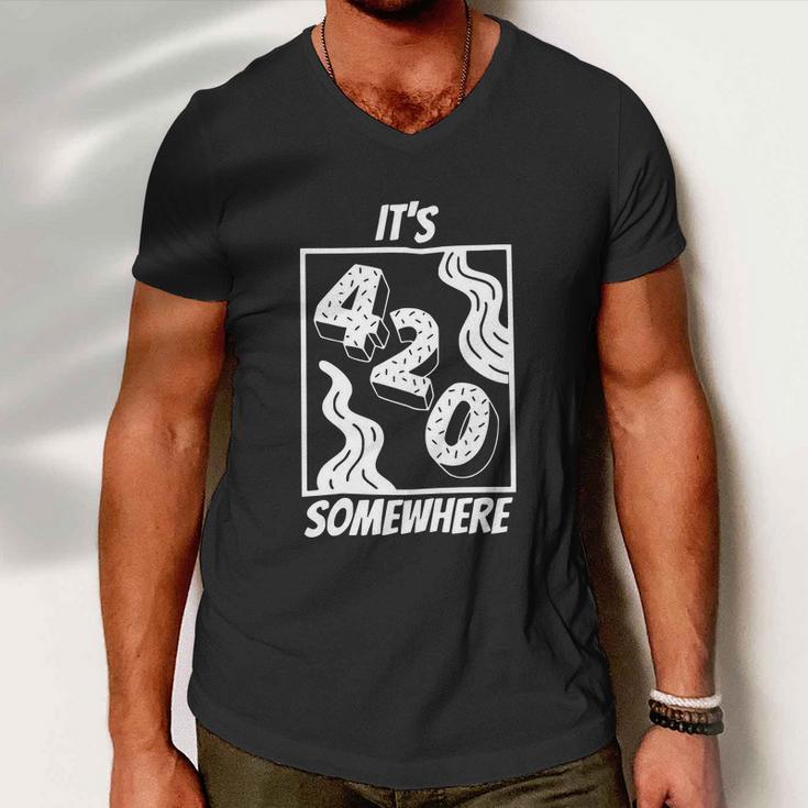 Its 420 Somewhere Funny Cannabis Men V-Neck Tshirt