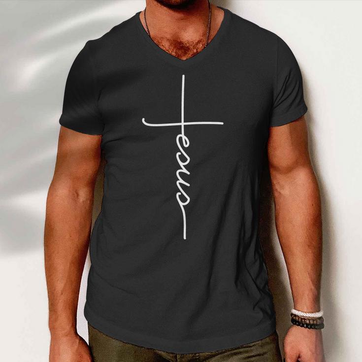 Jesus Christ Faith Christian Cross Logo Tshirt Men V-Neck Tshirt