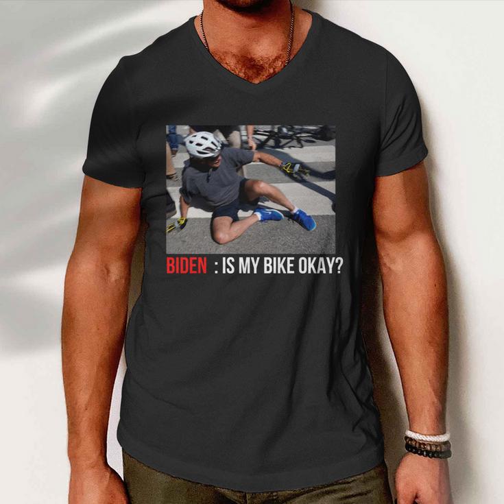 Joe Biden Falls Off His Bike Funny Biden Bike Men V-Neck Tshirt