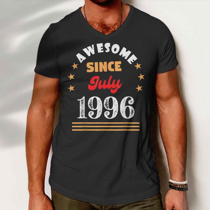 July 1996 Birthday Awesome Since 1996 July Vintage Cool Men V-Neck Tshirt