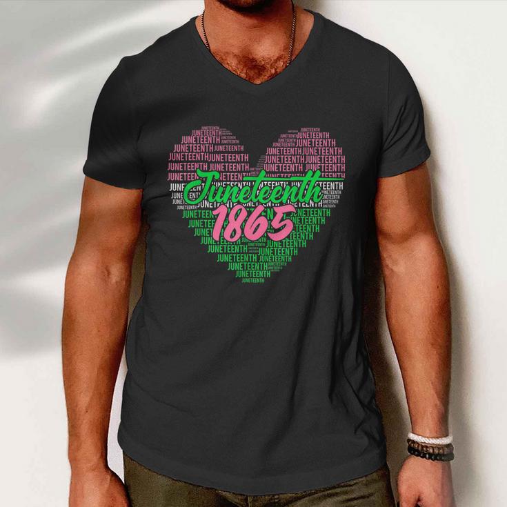 Juneteenth 1865 Aka Love Heart Men V-Neck Tshirt