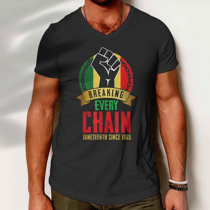 Juneteenth Breaking Every Chain Since 1865 Black Freedom Men V-Neck Tshirt