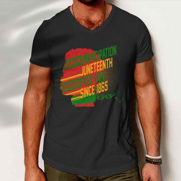 Juneteenth Emancipation Day Vintage Cool Melanin Black Pride Gift V2 Men V-Neck Tshirt
