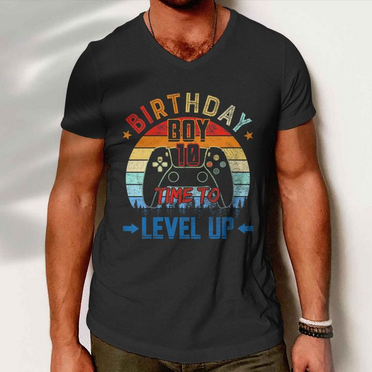 Kids 10Th Birthday Boy Time To Level Up 10 Years Old Boys Gift Men V-Neck Tshirt