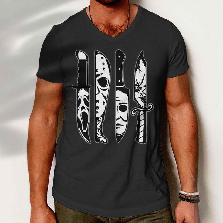 Knives Machete Horror Movies Halloween Tshirt Men V-Neck Tshirt