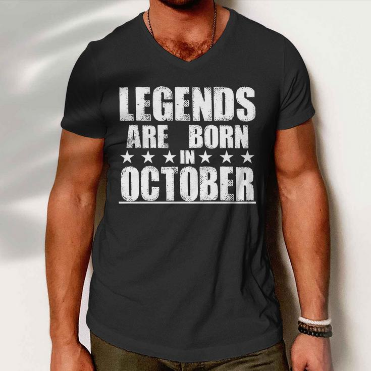 Legends Are Born In October Birthday Tshirt Men V-Neck Tshirt