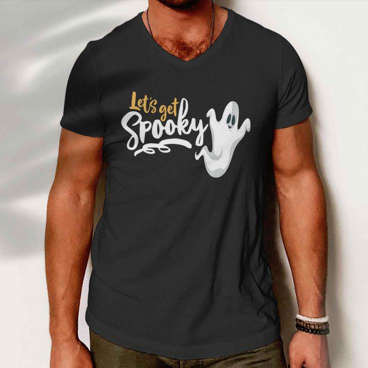 Lets Get Spooky Funny Halloween Quote Men V-Neck Tshirt