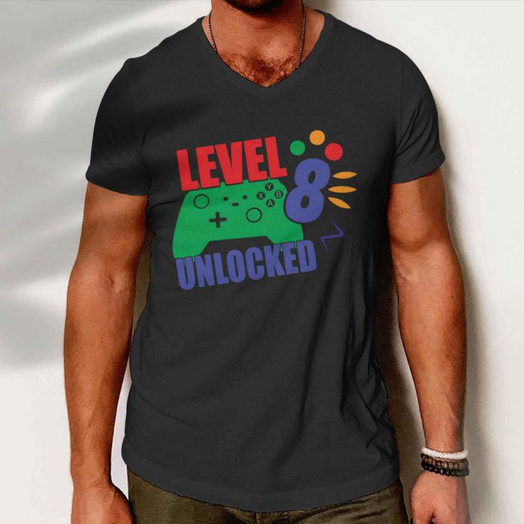 Level 8 Unlocked 8Th Gamer Video Game Birthday Video Game Graphic Design Printed Casual Daily Basic Men V-Neck Tshirt
