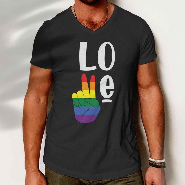 Love Peace Lgbt Gay Pride Lesbian Bisexual Ally Quote Men V-Neck Tshirt