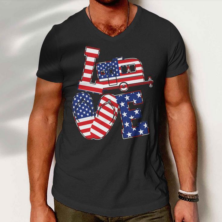 Love Usa Camping Tshirt Men V-Neck Tshirt