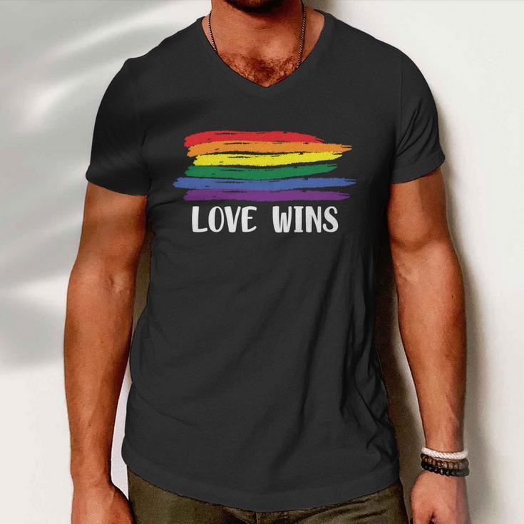 Love Wins Lgbt Gay Pride Lesbian Bisexual Ally Quote V2 Men V-Neck Tshirt