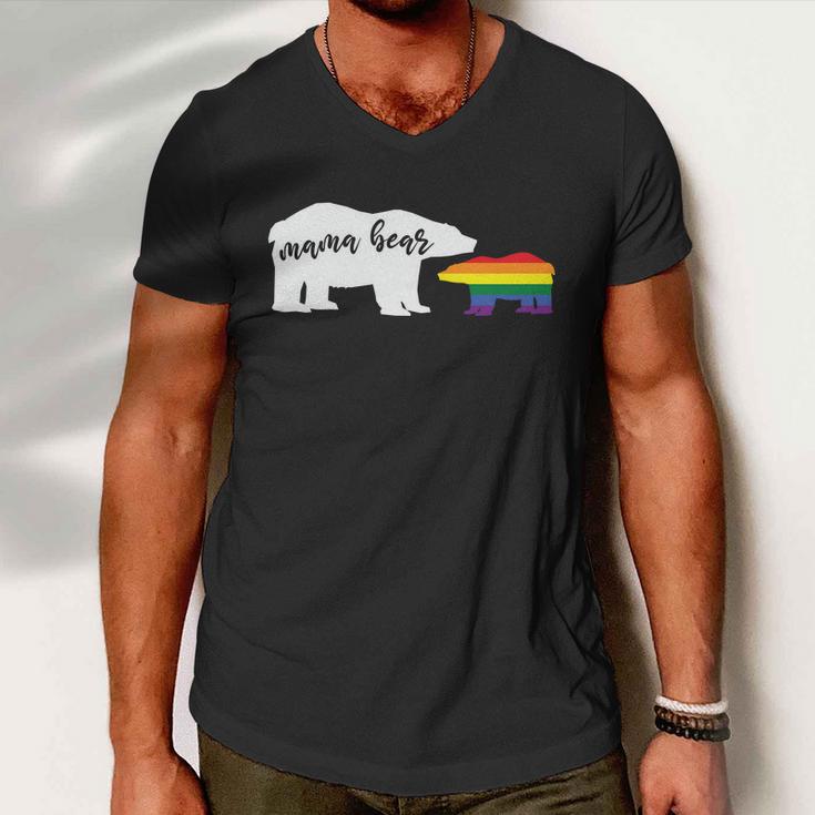 Mama Bear Lgbt Gay Pride Lesbian Bisexual Ally Quote Men V-Neck Tshirt