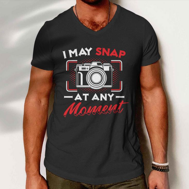 May Snap At Any Moment Photography Camera Photographer Gift Men V-Neck Tshirt