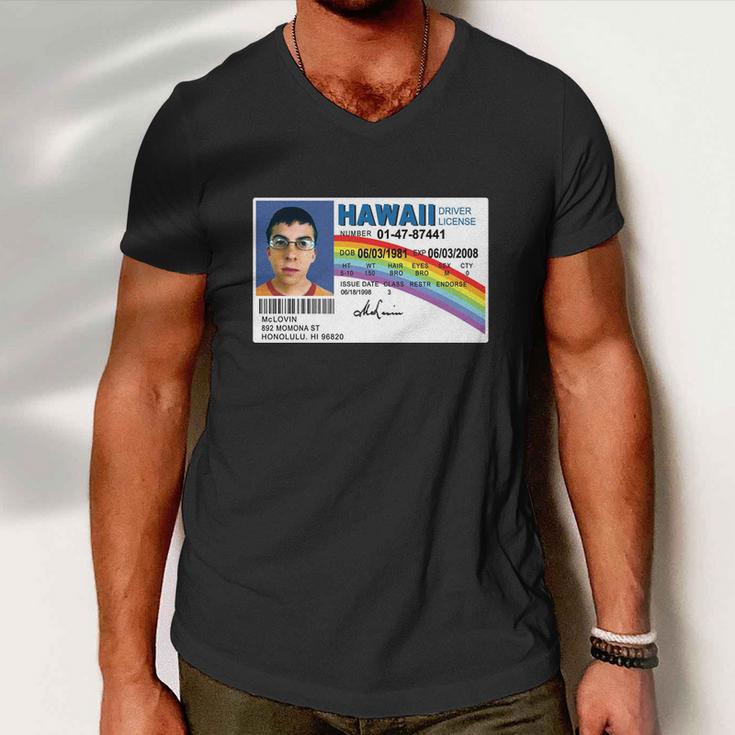 Mclovin Id Fake Licensed Hawaii Funny Men V-Neck Tshirt