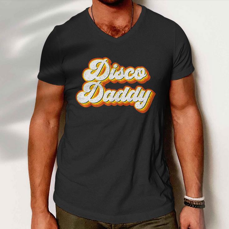 Mens Disco Daddy Retro Matching 60S 70S Party Costume Dad Men V-Neck Tshirt