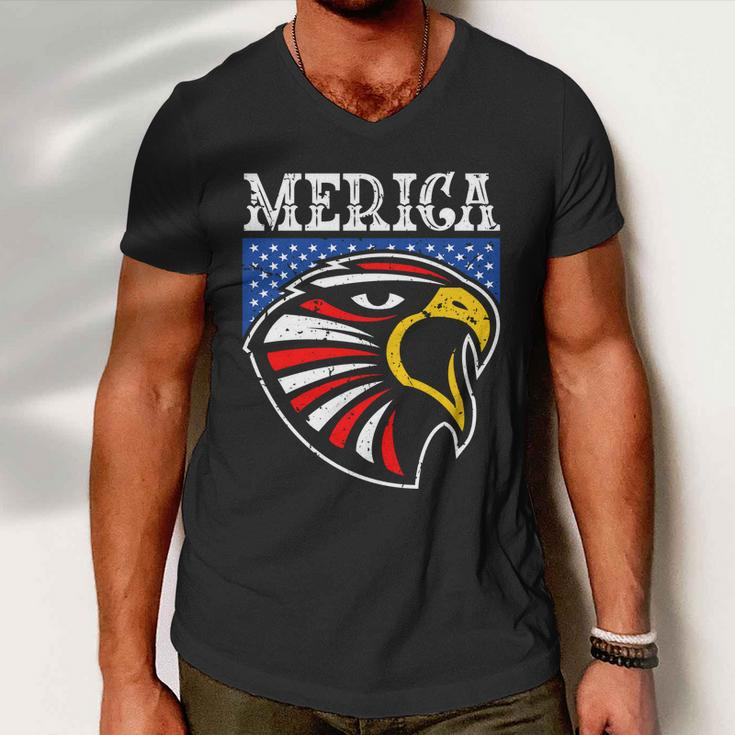 Merica 4Th Of July American Flag Bald Eagle Mullet 4Th July Gift Men V-Neck Tshirt