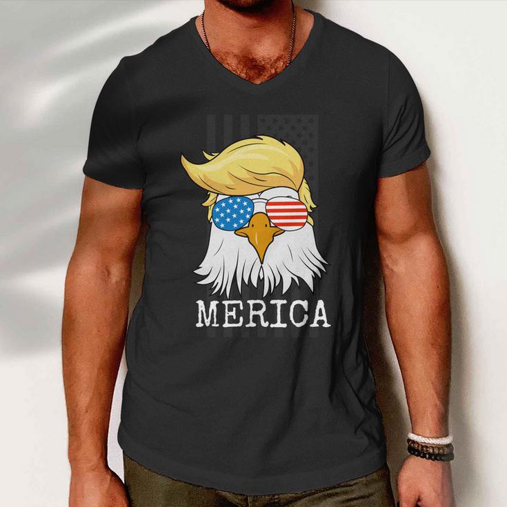 Merica Bald Eagle 4Th Of July Trump American Flag Funny Gift Men V-Neck Tshirt