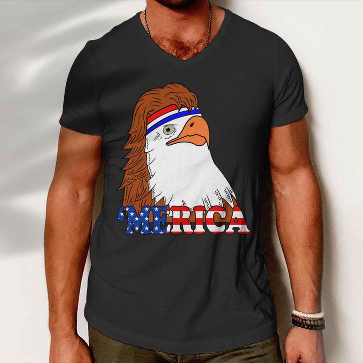 Merica Bald Eagle Retro Usa Flag Tshirt Men V-Neck Tshirt