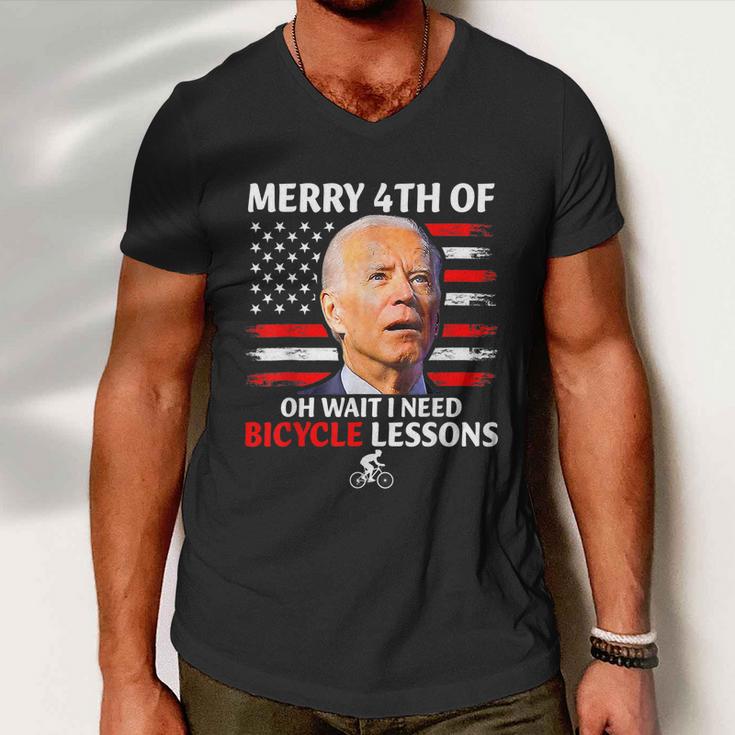 Merry 4Th Of July Biden Bike Bicycle Falls Off Anti Biden V2 Men V-Neck Tshirt