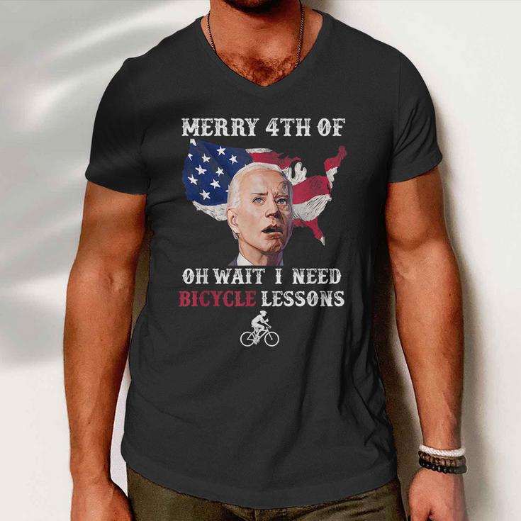 Merry 4Th Of July Biden Bike Bicycle Falls Off Anti Biden V7 Men V-Neck Tshirt