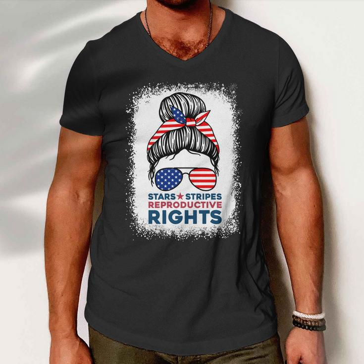 Messy Bun American Flag Stars Stripes Reproductive Rights Meaningful Gift V2 Men V-Neck Tshirt