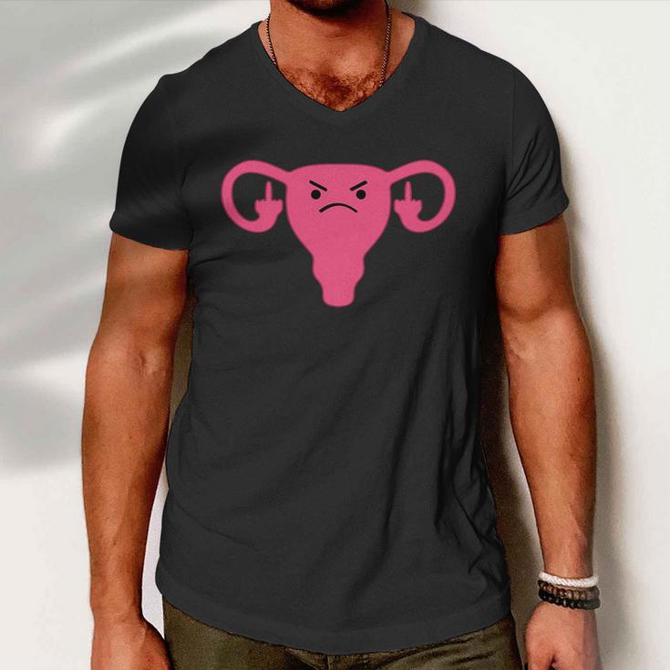 Middle Finger Angry Uterus Pro Choice Feminist Men V-Neck Tshirt