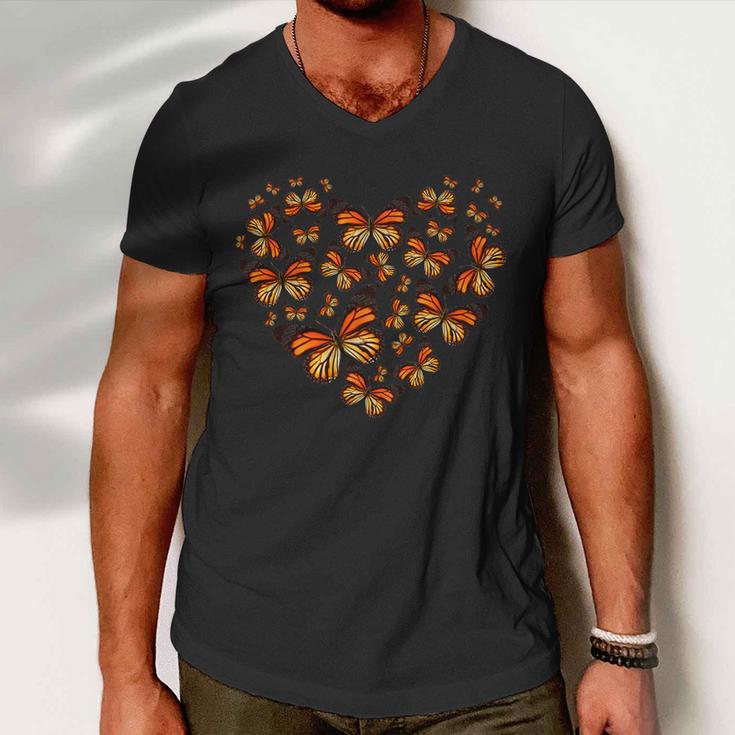 Monarch Butterfly Heart Men V-Neck Tshirt